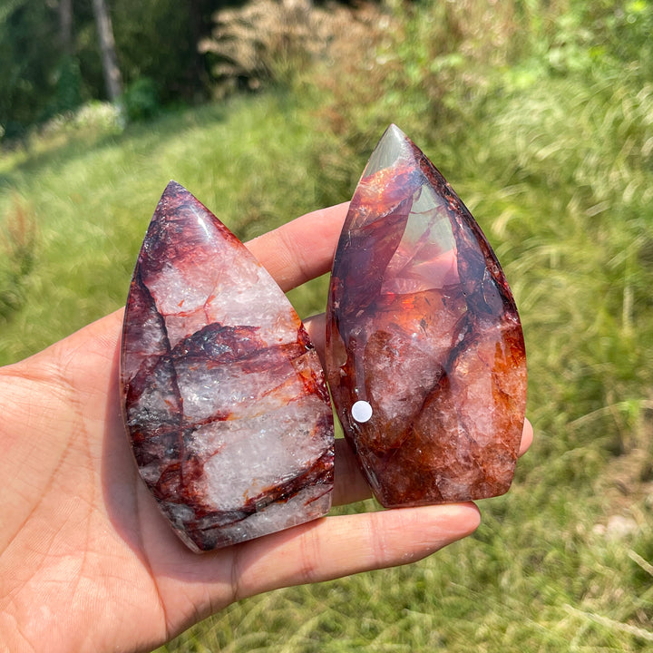 Unique,A Slightly Imperfect Natural Fire Quartz Crystal Teardrop