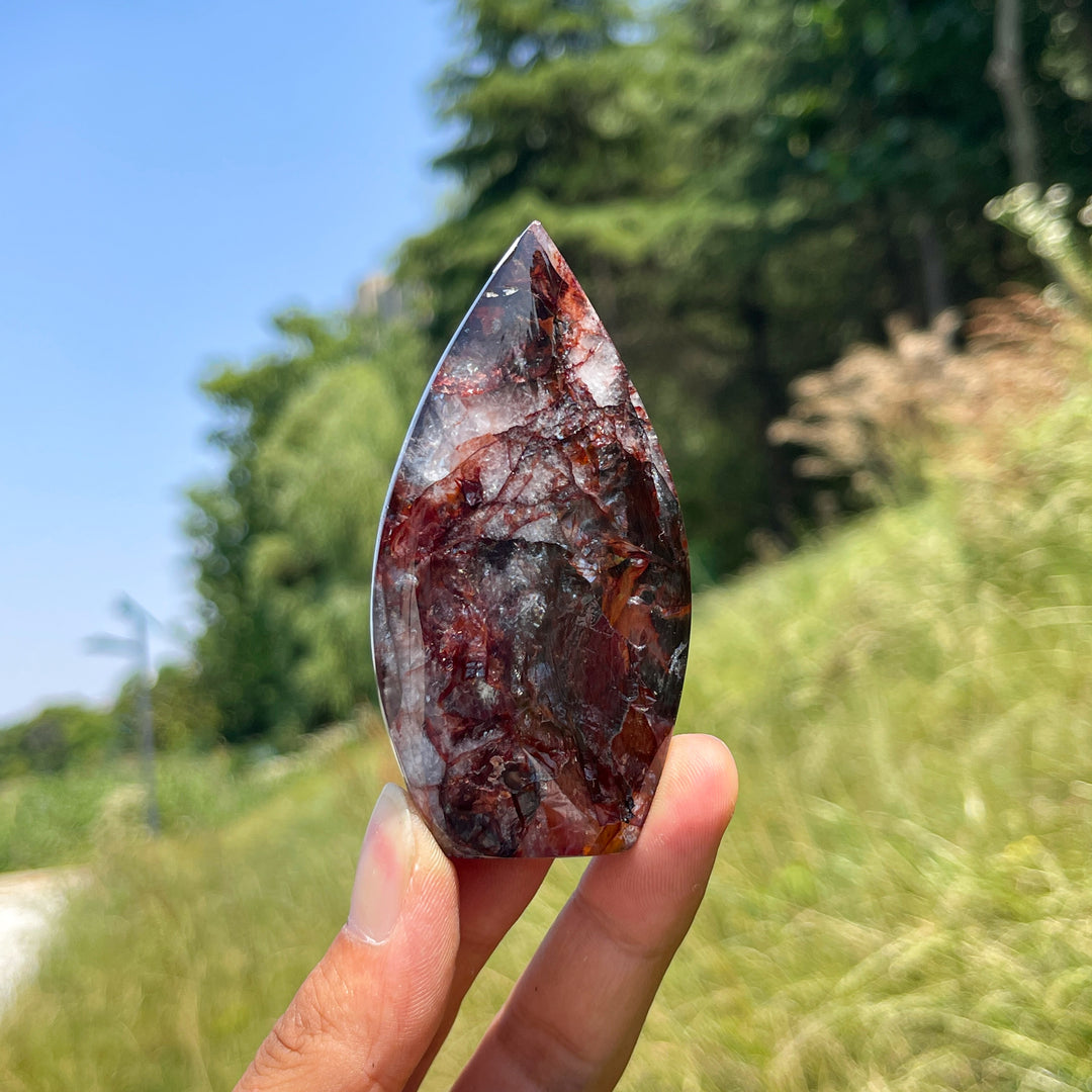 Unique,A Slightly Imperfect Natural Fire Quartz Crystal Teardrop