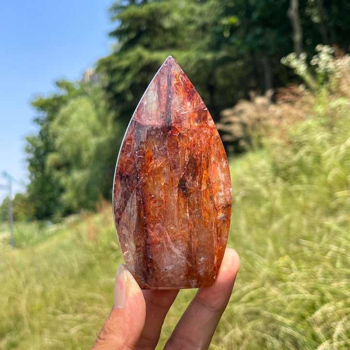 Unique,A Slightly Imperfect Natural Fire Quartz Crystal Teardrop