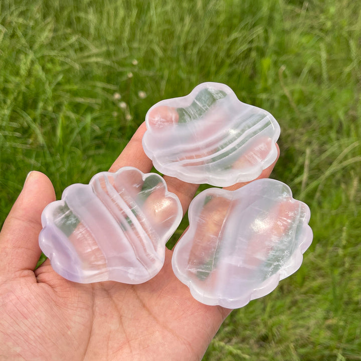 Natural Crystal Fluorite Shell Bowl Carving