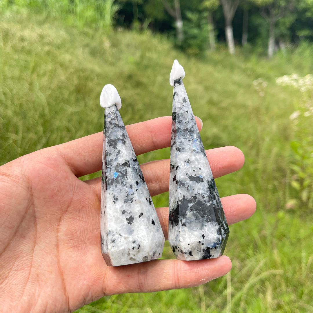 Unique,Natural Crystal Rainbow Moonstone Diamond Tower