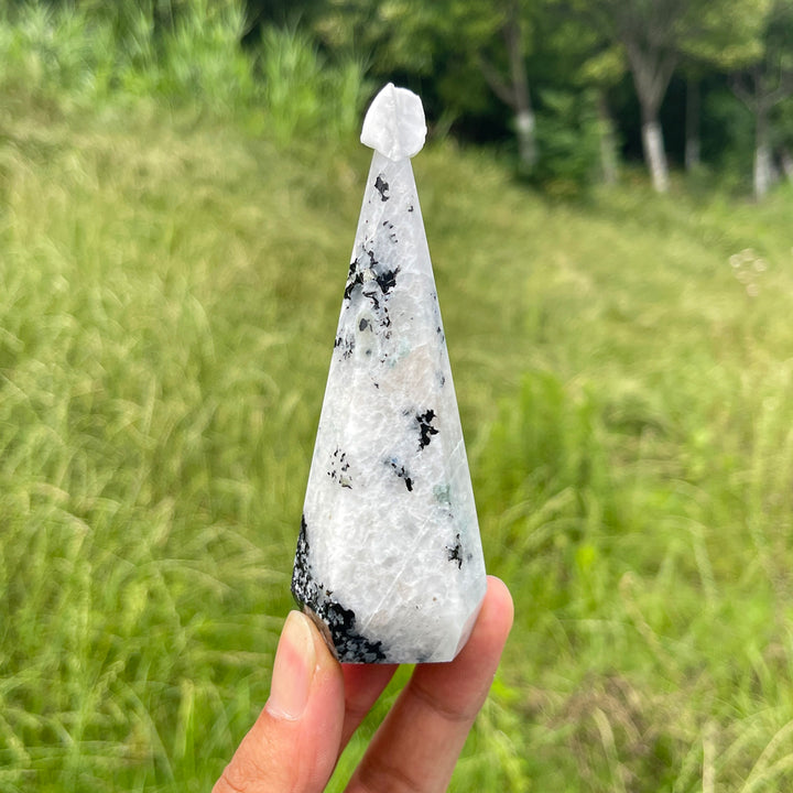 Unique,Natural Crystal Rainbow Moonstone Diamond Tower