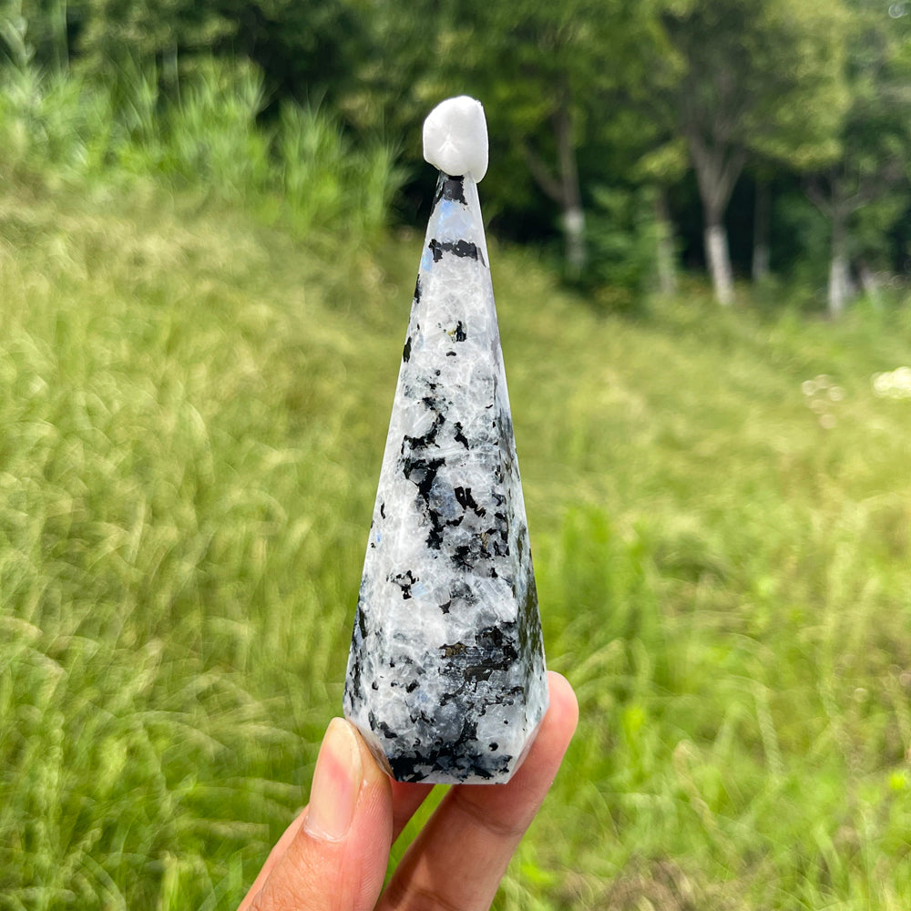 Unique,Natural Crystal Rainbow Moonstone Diamond Tower