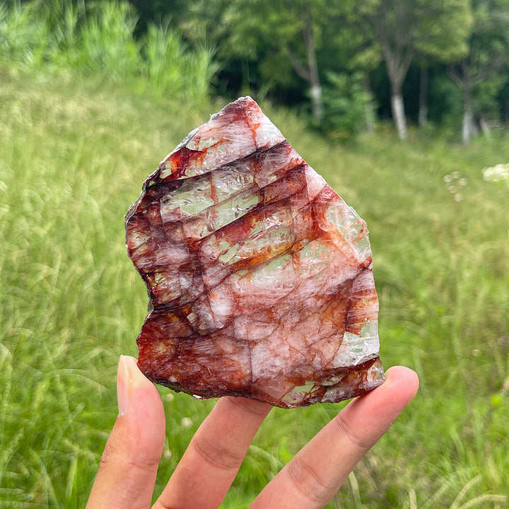 Unique,A Slightly Imperfect Natural Crystal Fire Quartz Slice