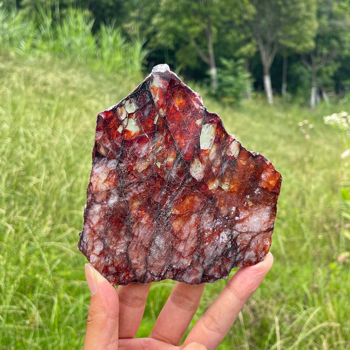 Unique,A Slightly Imperfect Natural Crystal Fire Quartz Slice