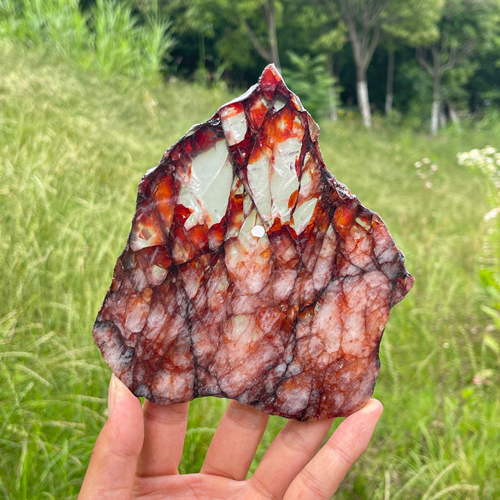 Unique,A Slightly Imperfect Natural Crystal Fire Quartz Slice
