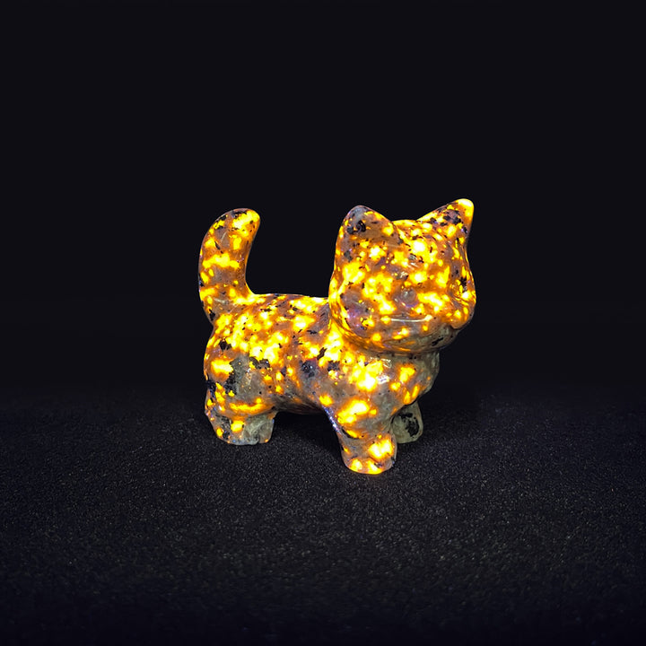 Natural Crystal Cat Carving With Raised Tail