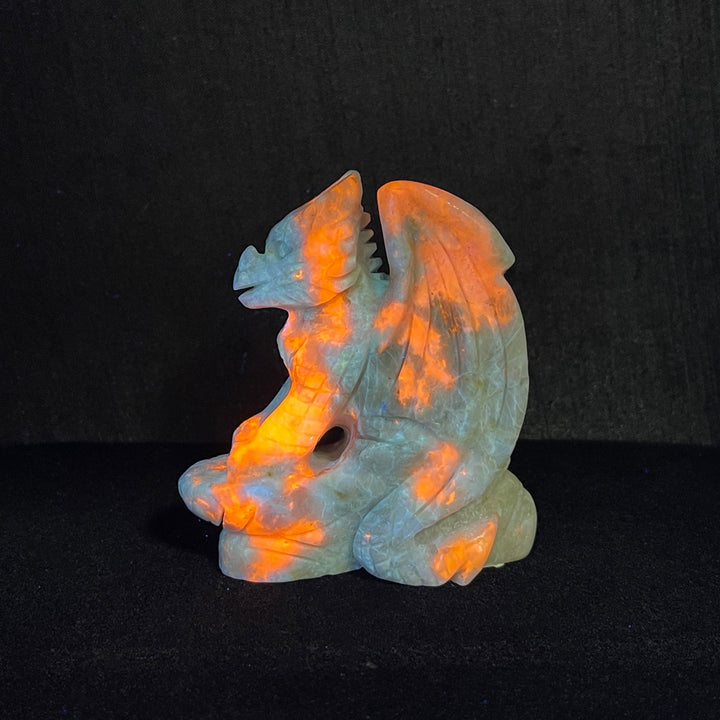 Unique,Natural Crystal Hackmanite Flying Dragon Carving