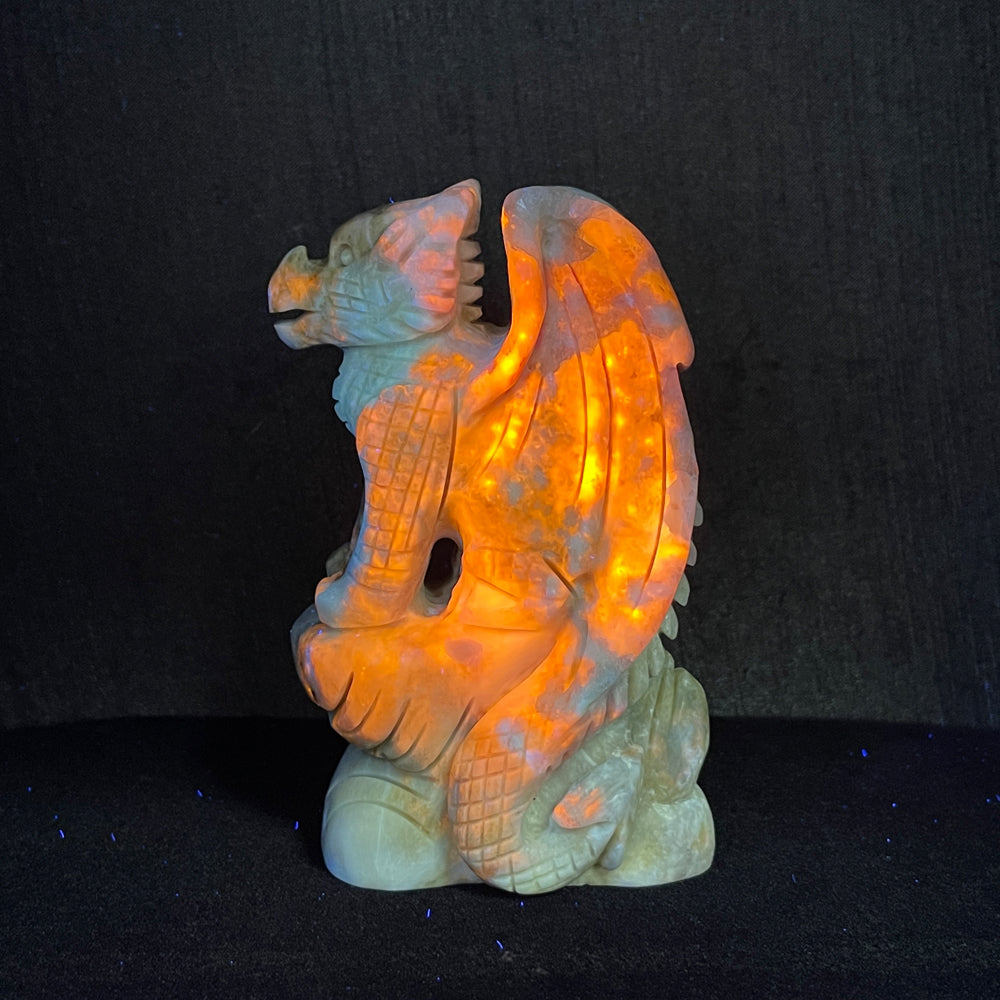 Unique,Natural Crystal Hackmanite Flying Dragon Carving