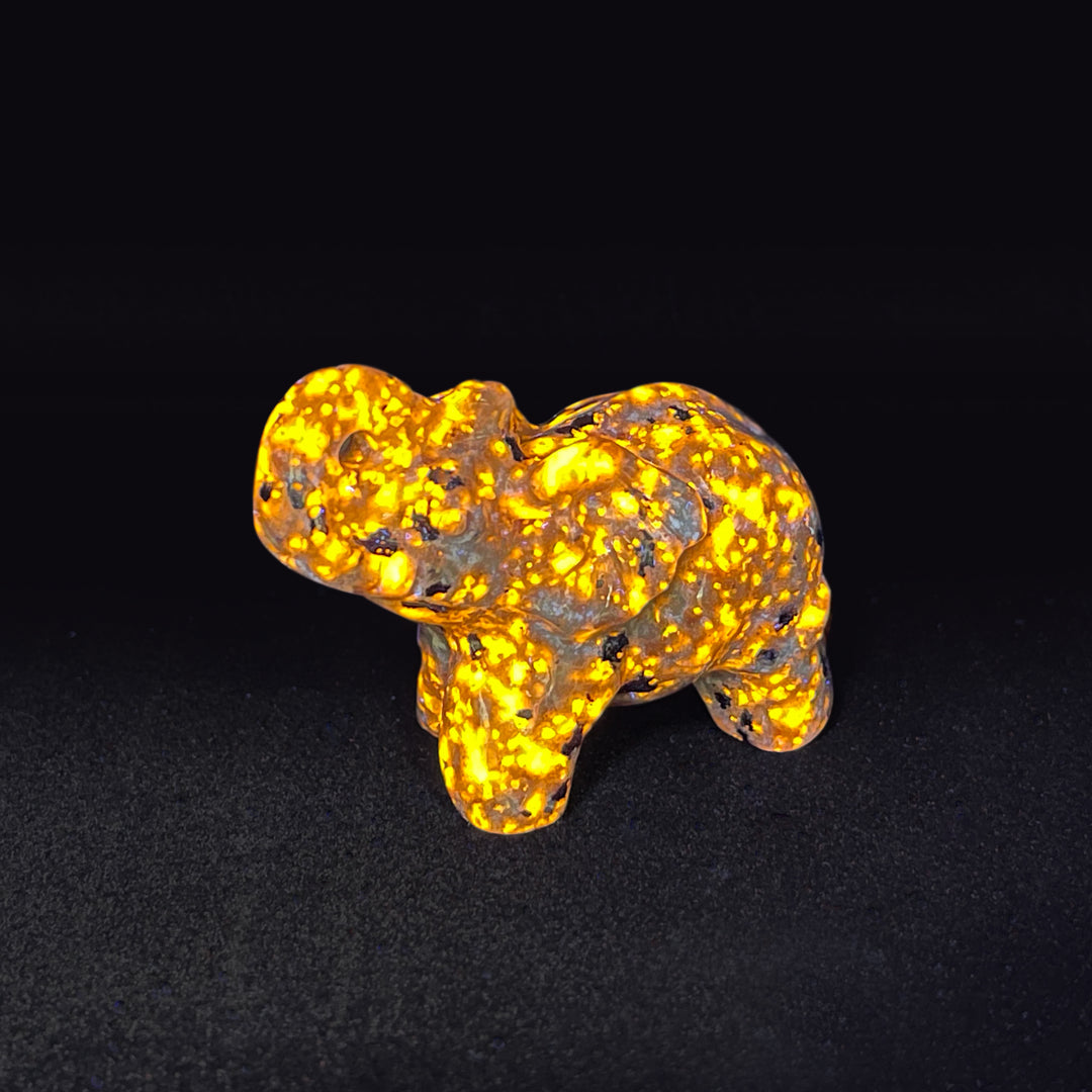 Natural Crystal Yooperlite Elephant Carving