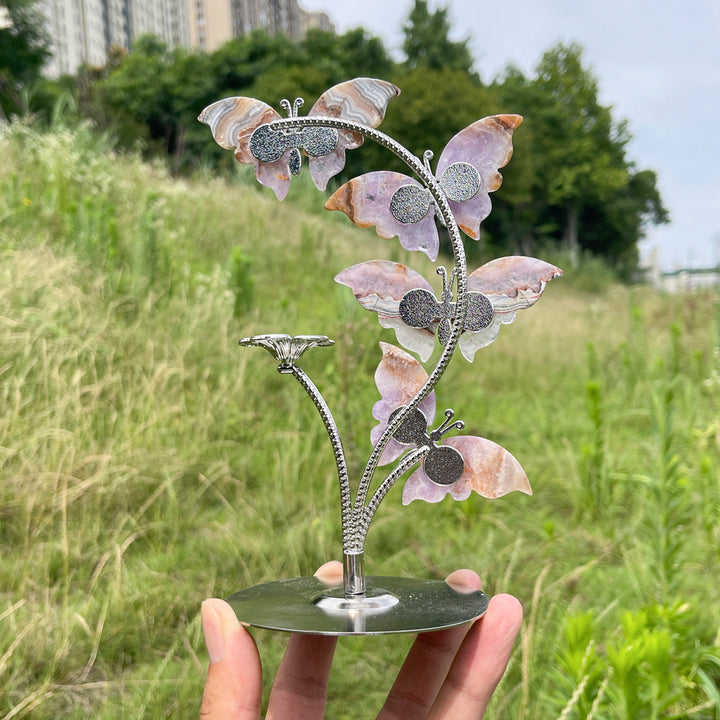 A Slightly Imperfect Natural Crystal Amethyst Agate Butterfly Sphere Stand
