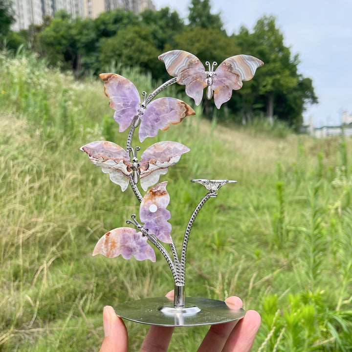 A Slightly Imperfect Natural Crystal Amethyst Agate Butterfly Sphere Stand
