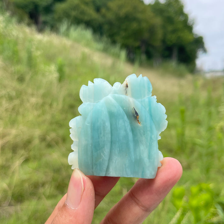 Unique,Natural Crystal Exquisite Peony Bloom Carving
