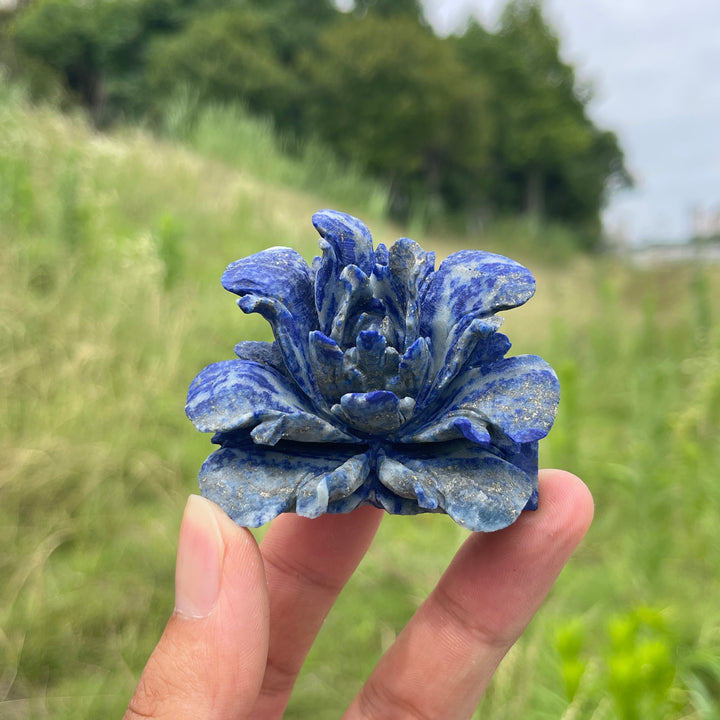 Unique,Natural Crystal Exquisite Peony Bloom Carving