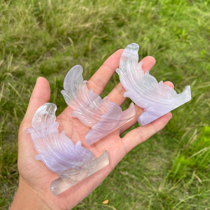 Natural Soft Fluorite Feather Carving