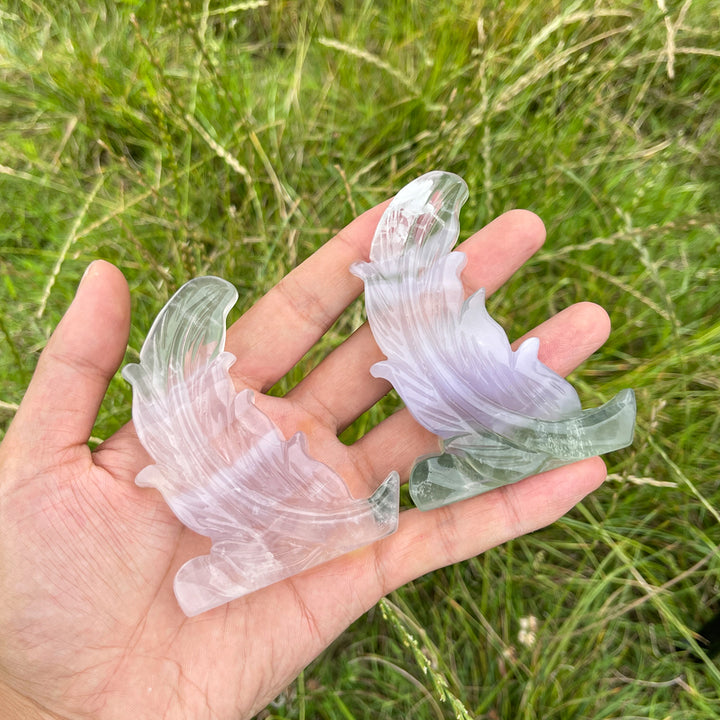 Natural Soft Fluorite Feather Carving