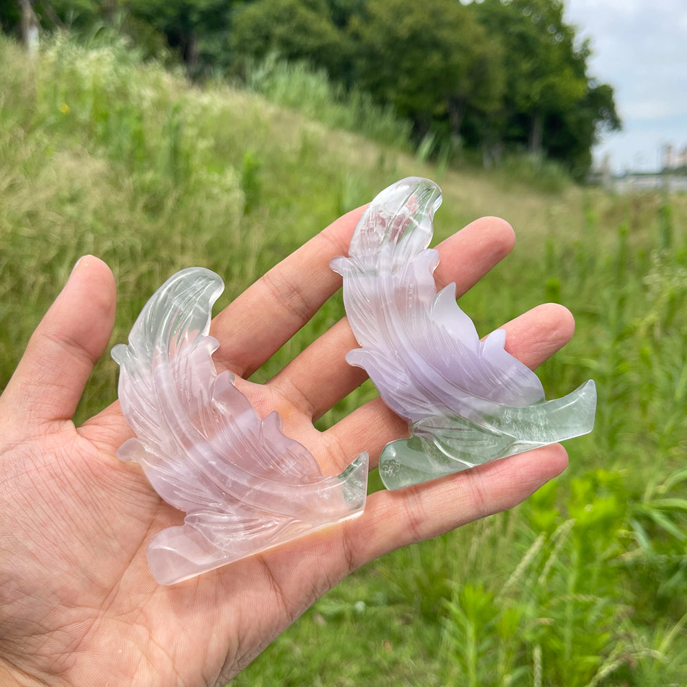 Natural Soft Fluorite Feather Carving