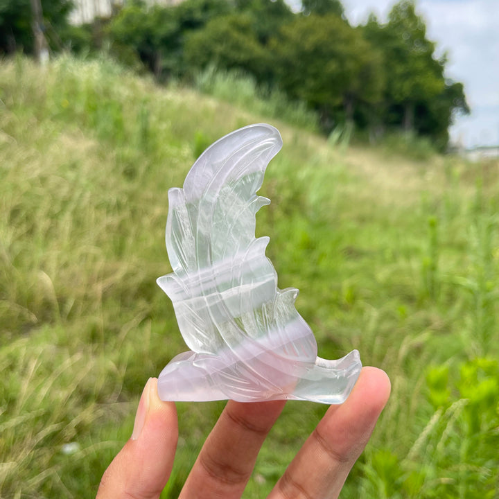Natural Soft Fluorite Feather Carving