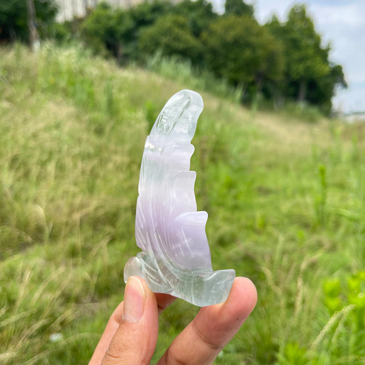 Natural Soft Fluorite Feather Carving