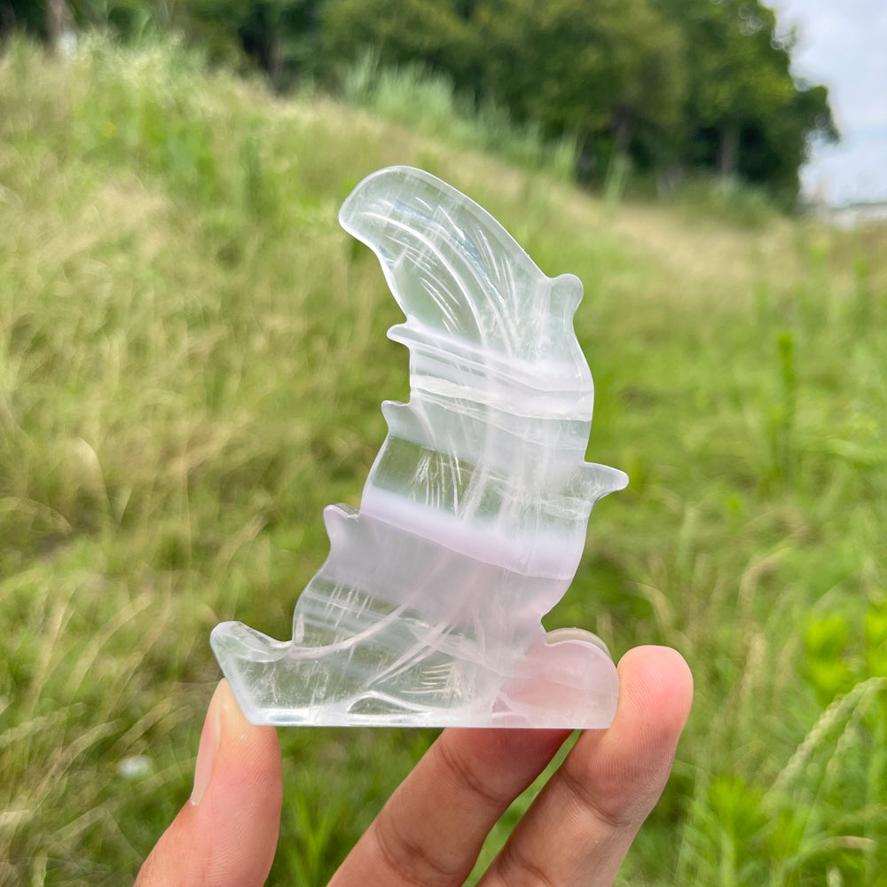 Natural Soft Fluorite Feather Carving
