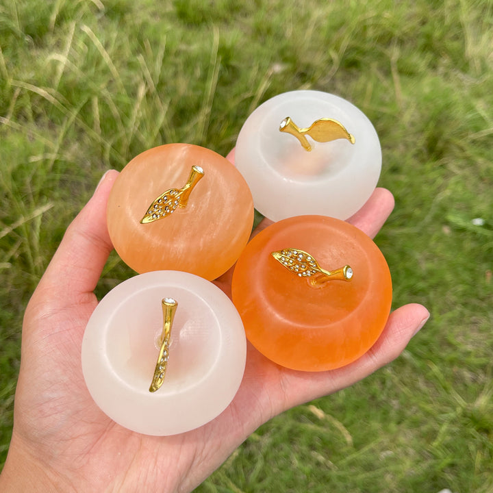 Natural Crystal Exquisite Selenite Apple Carving