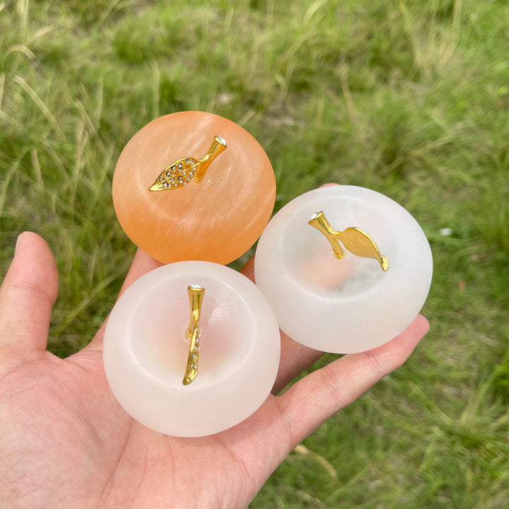 Natural Crystal Exquisite Selenite Apple Carving