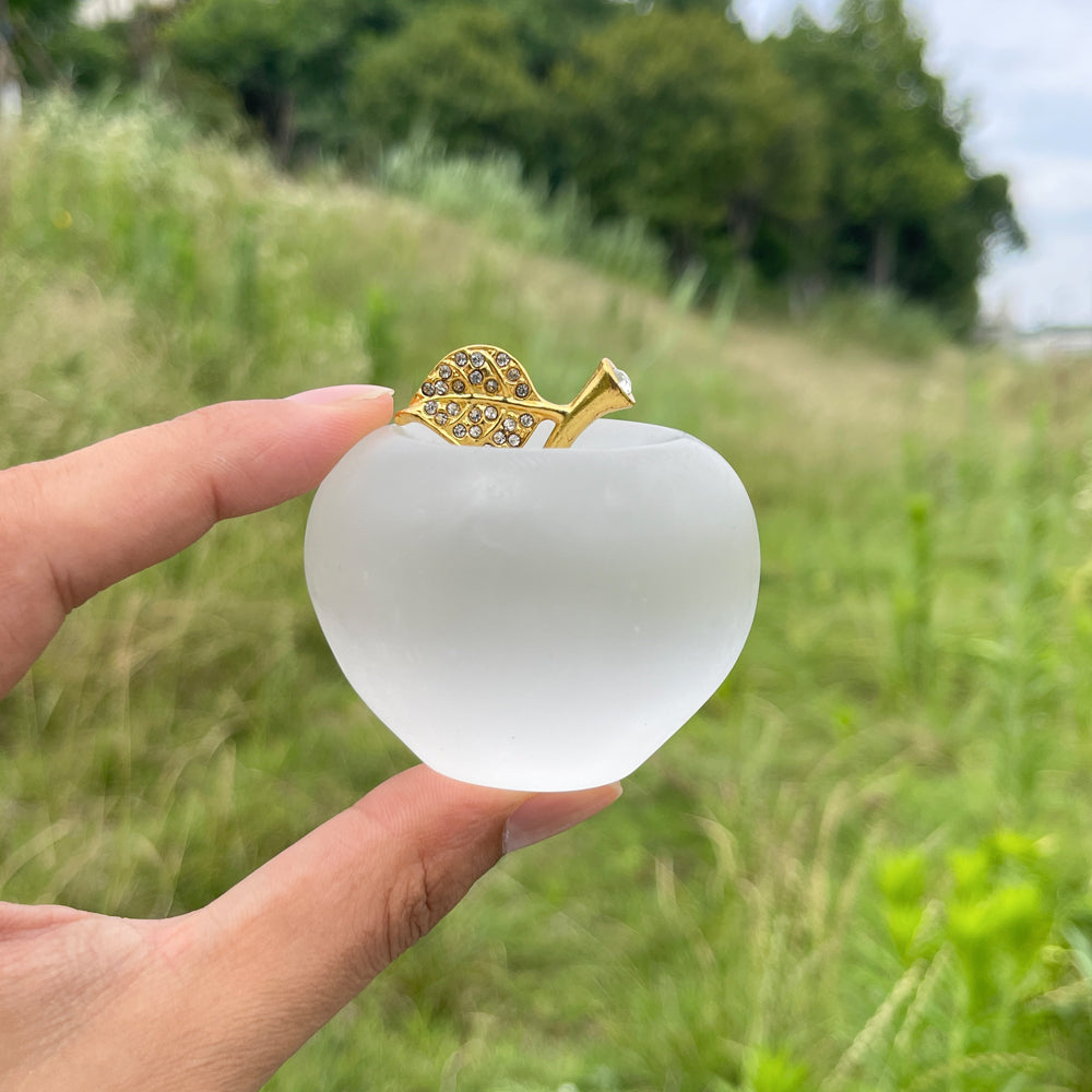 Natural Crystal Exquisite Selenite Apple Carving