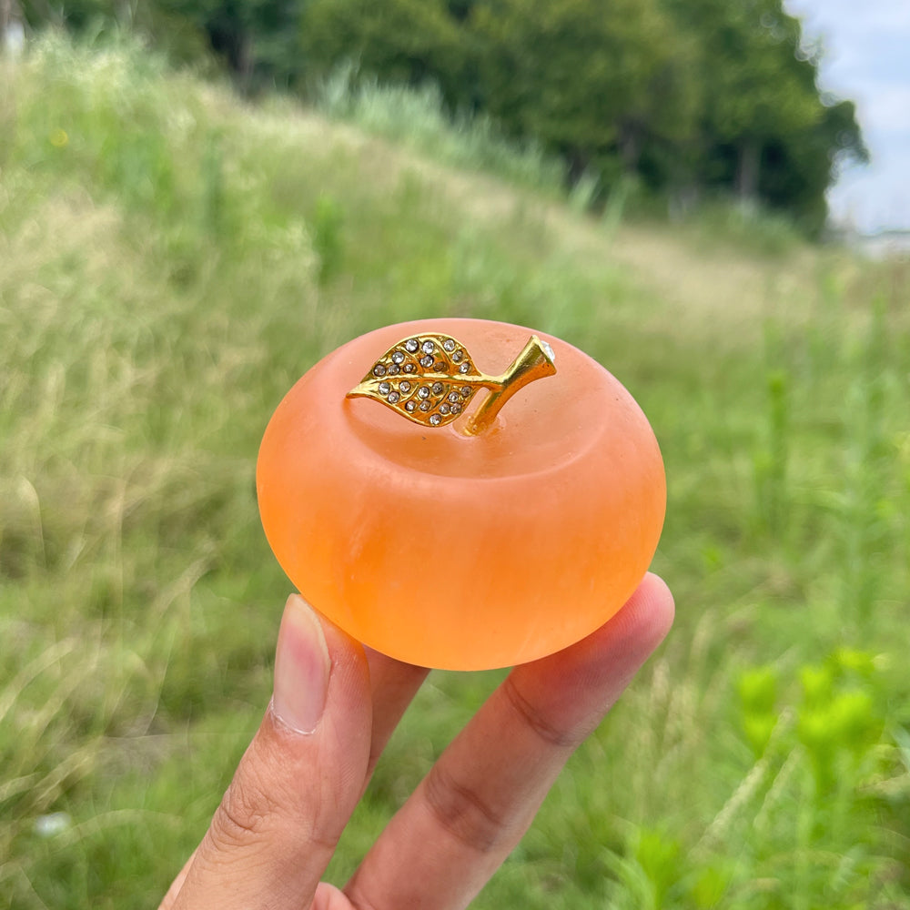 Natural Crystal Exquisite Selenite Apple Carving