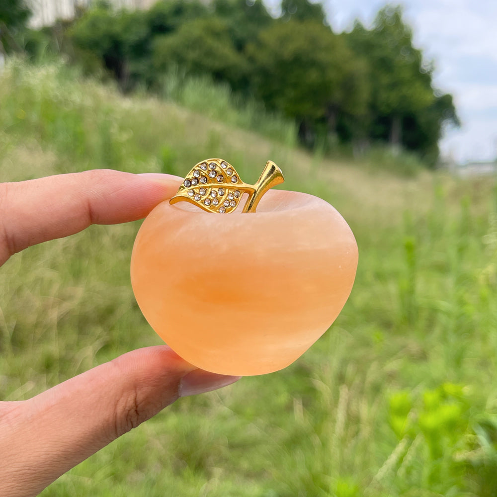 Natural Crystal Exquisite Selenite Apple Carving