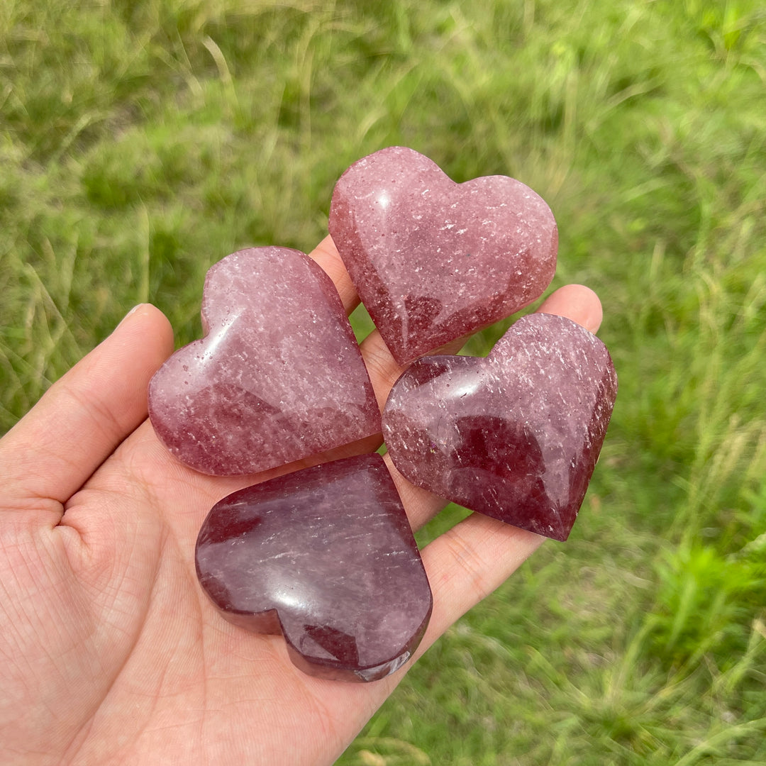 Natural Crystal Strawberry Quartz Heart