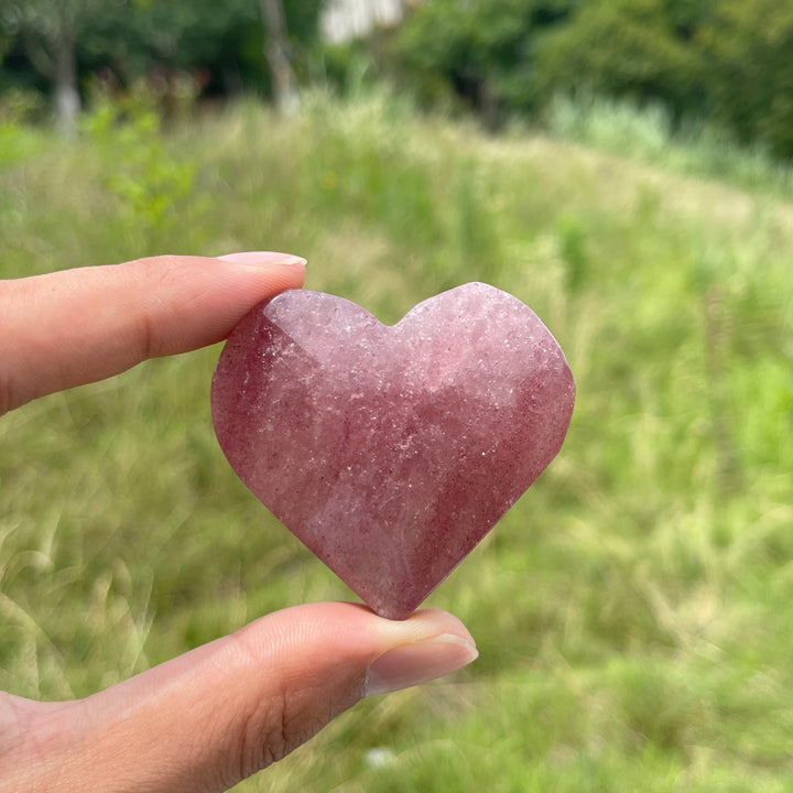 Natural Crystal Strawberry Quartz Heart
