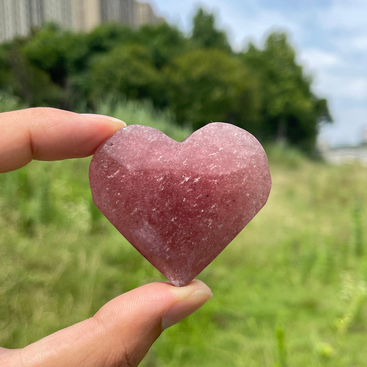 Natural Crystal Strawberry Quartz Heart