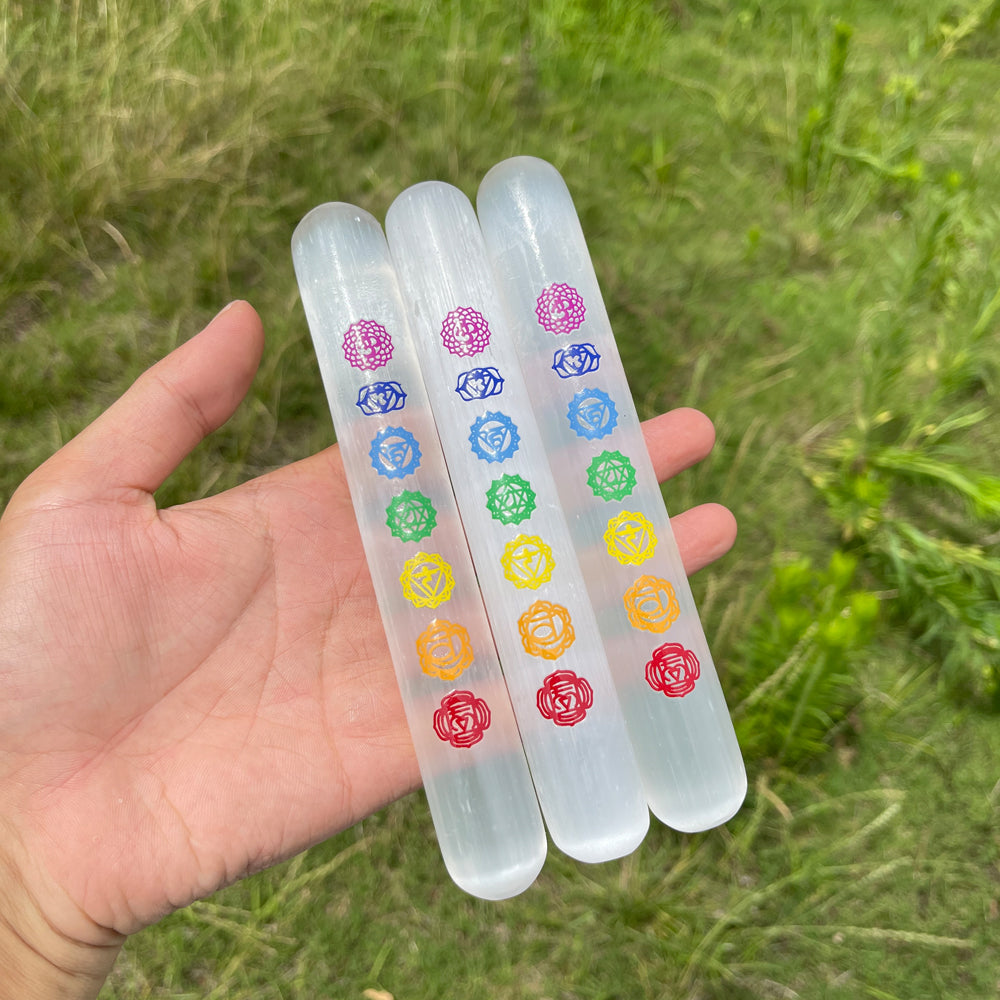 Natural Crystal Selenite Seven Chakra Bracelet Stick