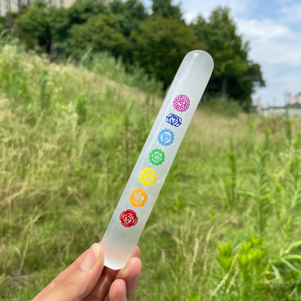 Natural Crystal Selenite Seven Chakra Bracelet Stick