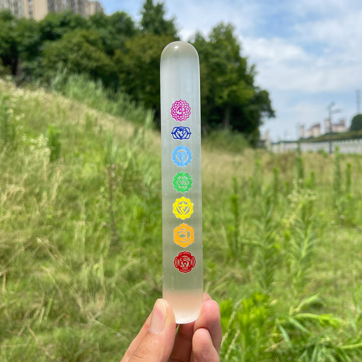 Natural Crystal Selenite Seven Chakra Bracelet Stick