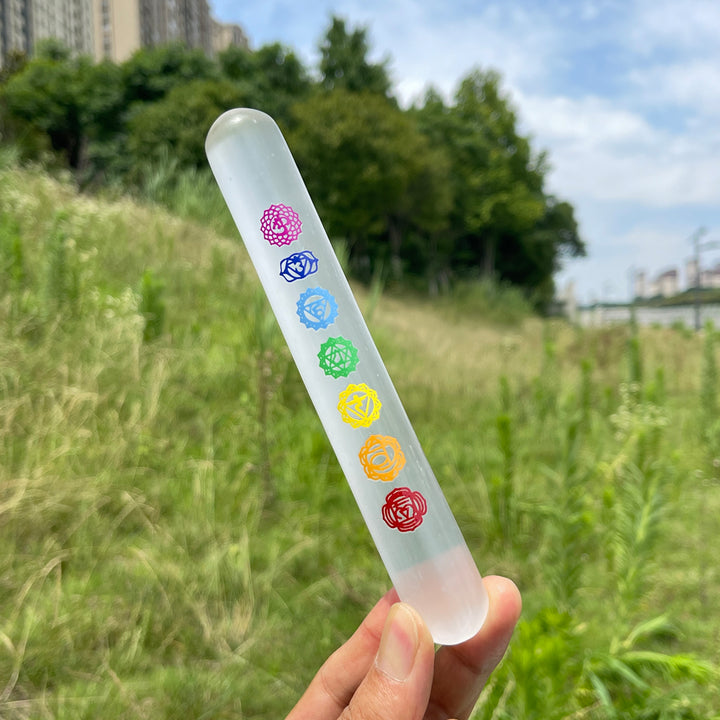 Natural Crystal Selenite Seven Chakra Bracelet Stick