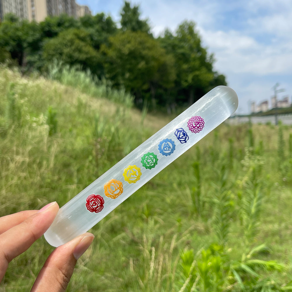 Natural Crystal Selenite Seven Chakra Bracelet Stick