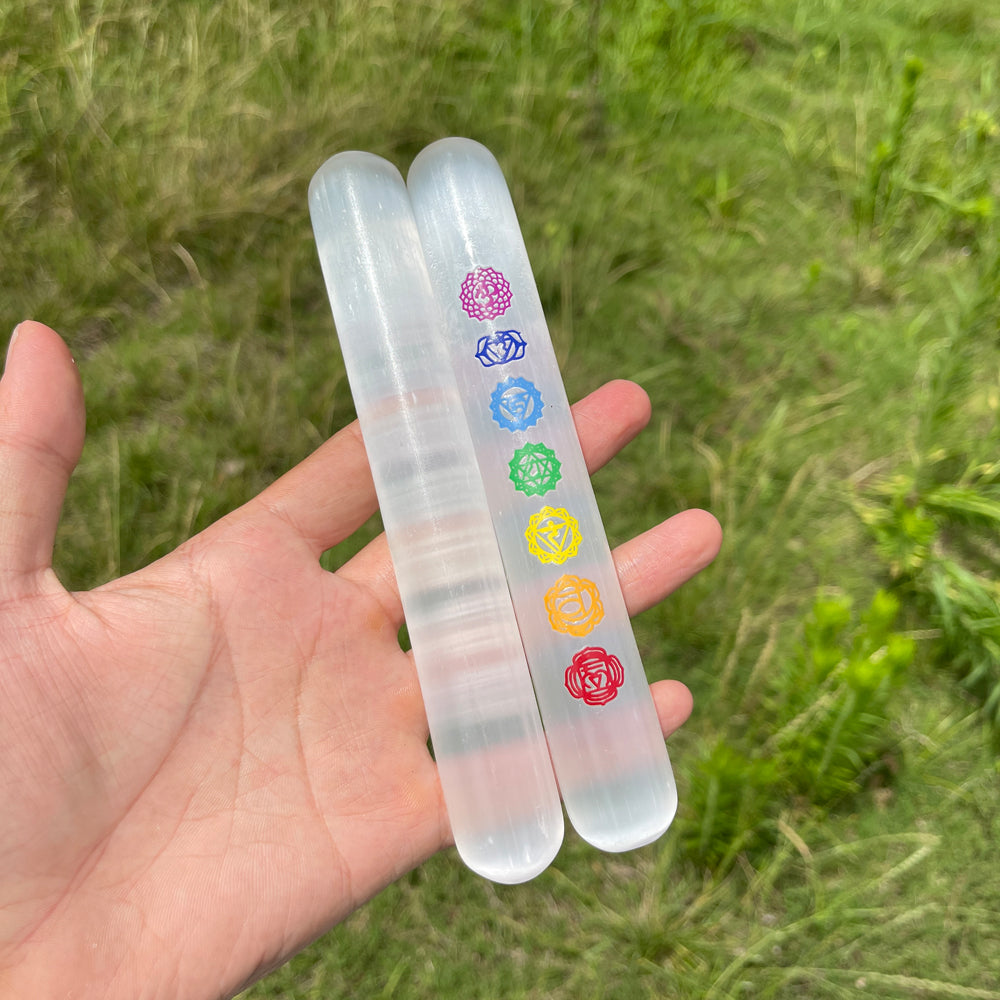 Natural Crystal Selenite Seven Chakra Bracelet Stick
