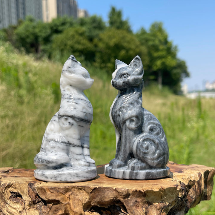 Natural Crystal Ornate Carved Cat Carving