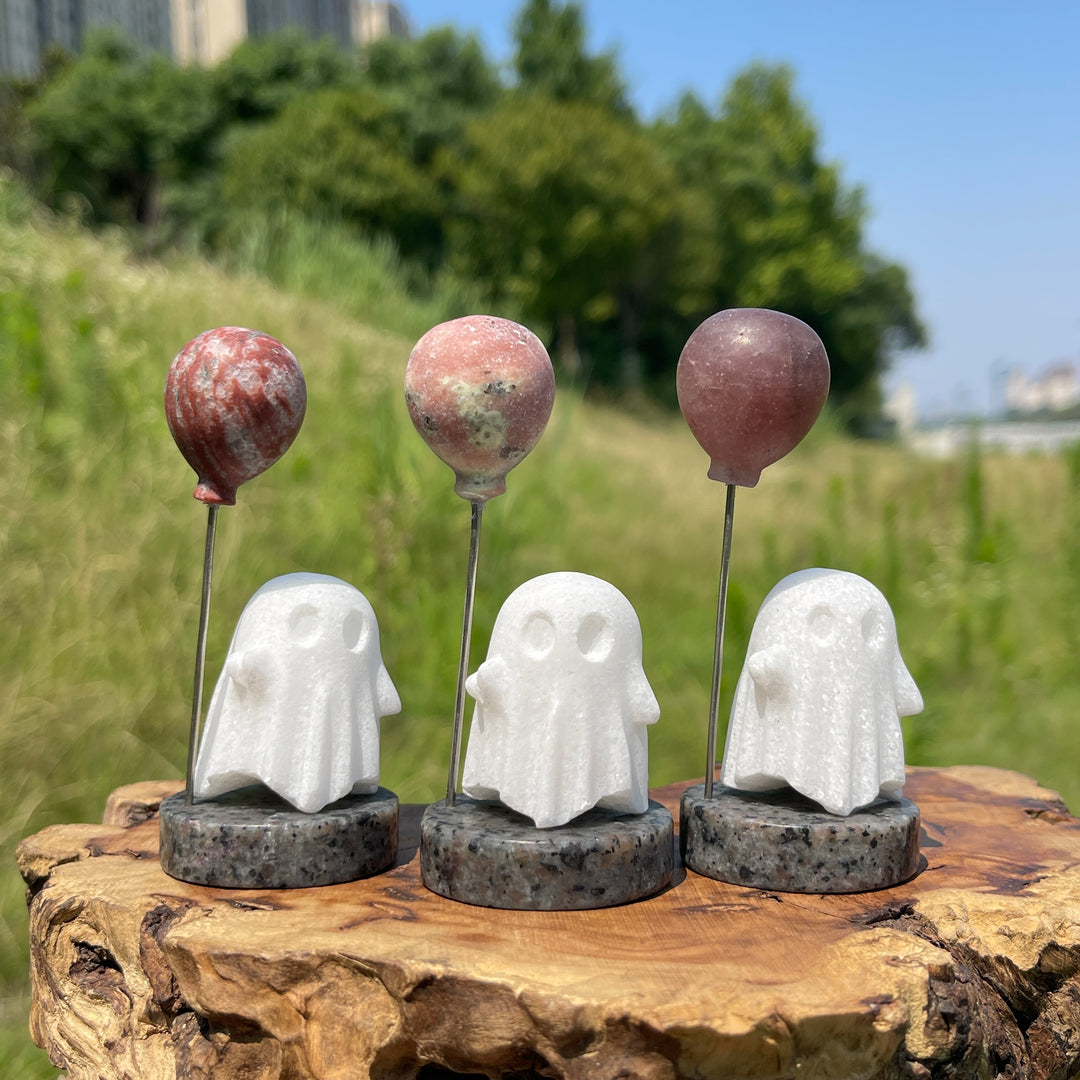 Natural Crystal Cute Ghost With Balloon