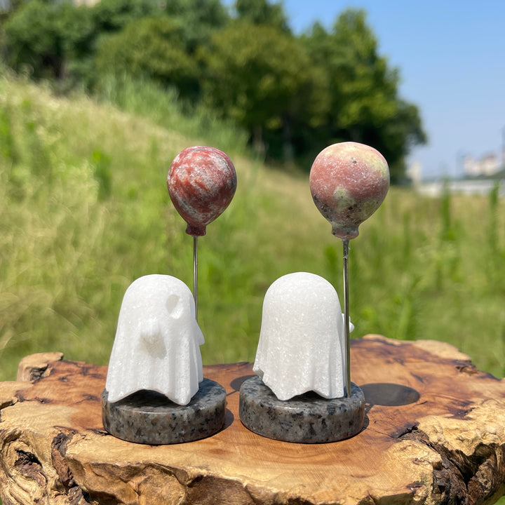Natural Crystal Cute Ghost With Balloon