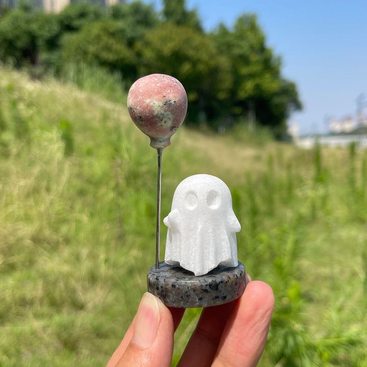 Natural Crystal Cute Ghost With Balloon