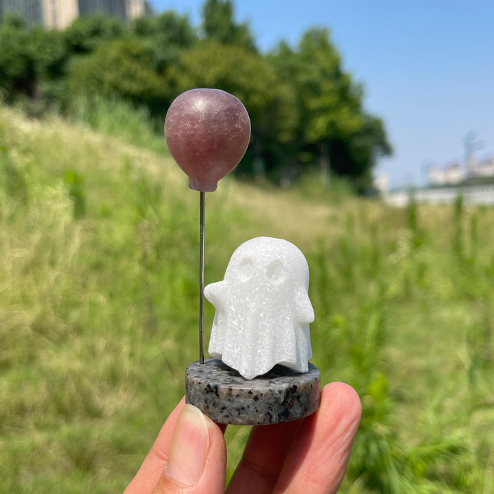 Natural Crystal Cute Ghost With Balloon