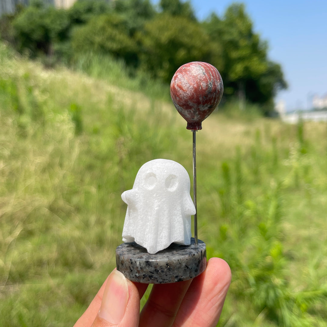Natural Crystal Cute Ghost With Balloon
