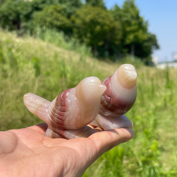 Natural Crystal Calcite Cute Bird Carving
