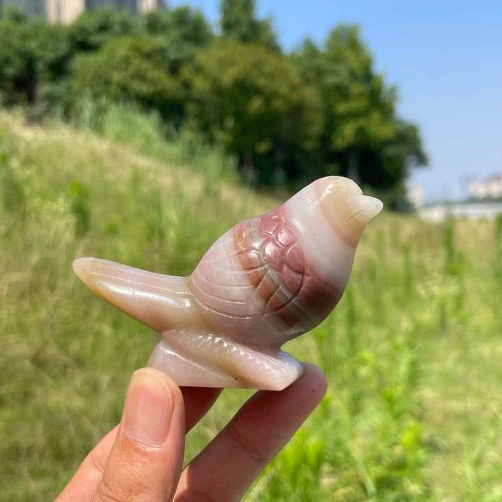 Natural Crystal Calcite Cute Bird Carving