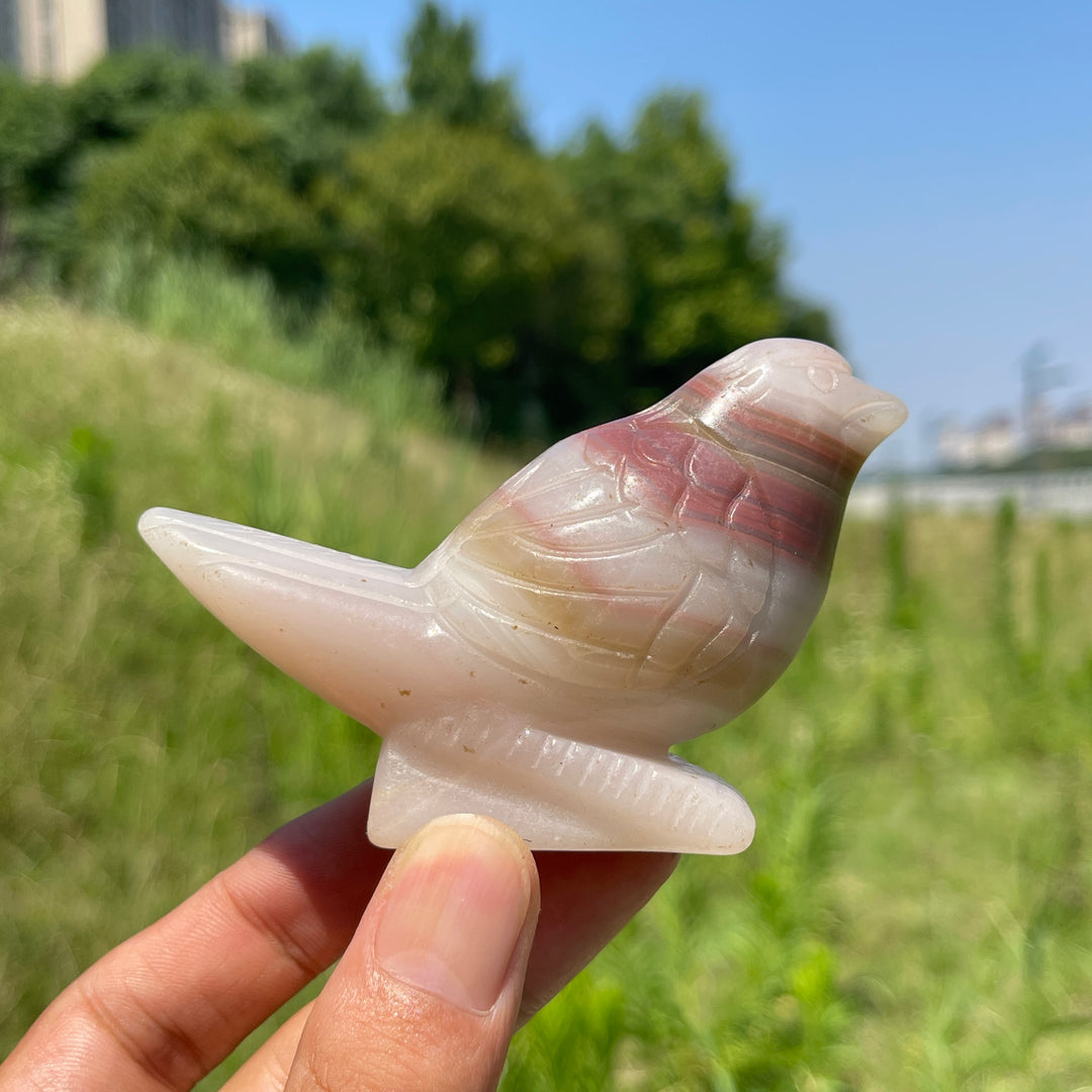 Natural Crystal Calcite Cute Bird Carving