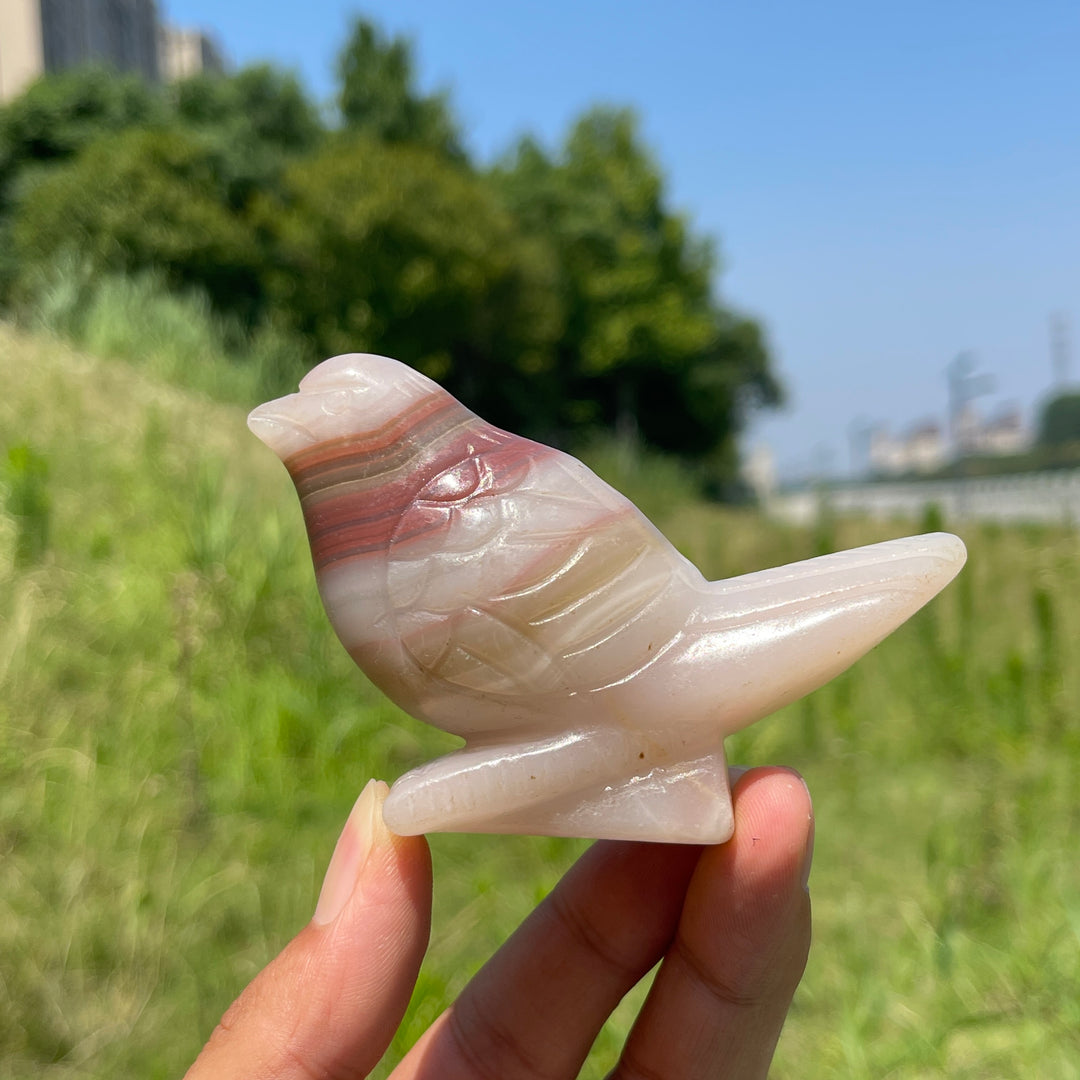 Natural Crystal Calcite Cute Bird Carving
