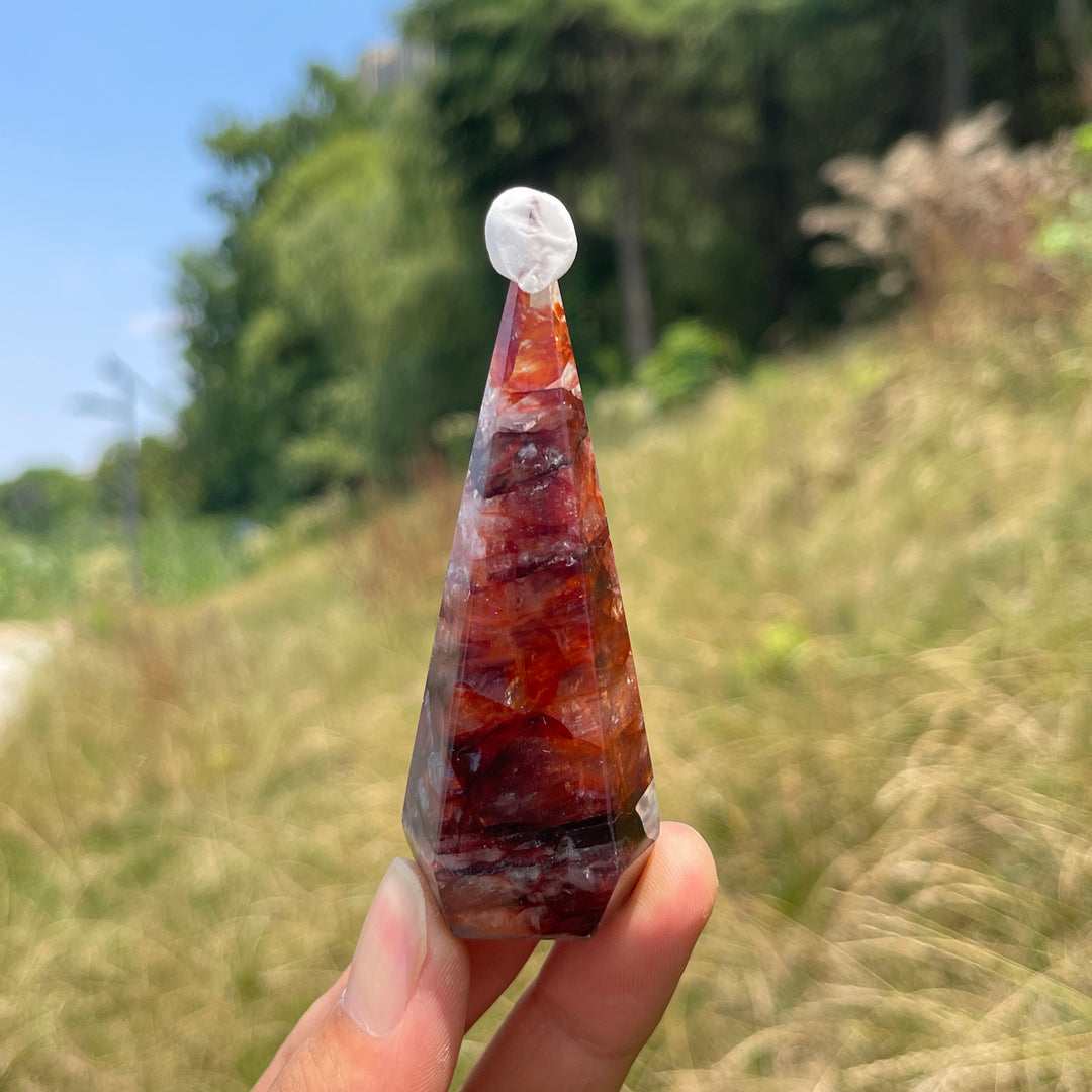 Unique,Natural Crystal Fire Quartz Diamond Tower