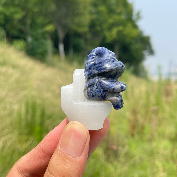 Natural Crystal Horse On Toilet Carving